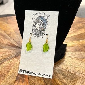 Handmade leaf glass earrings